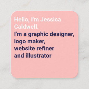 Minimal modern pink and blue simple graphic design square business card