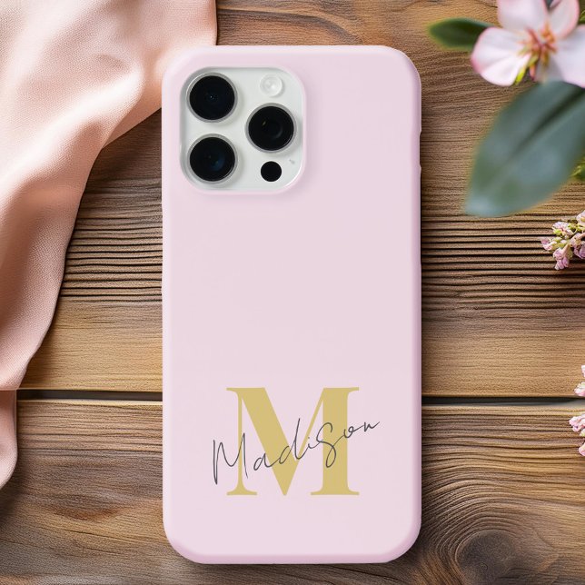 Minimal Modern Pink Initial Monogram Case-Mate iPhone Case (Creator Uploaded)