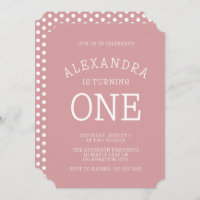Minimal Modern Pink Polka Dot First Birthday