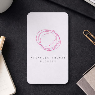 Minimal Modern Pink Scribble Logo Content Creator Business Card
