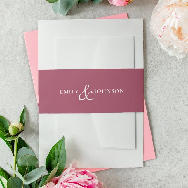 Minimal Modern Pink Wedding Invitation Belly Band (Creator Uploaded)