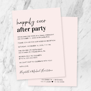 Minimal Modern Pink Wedding Reception Invitation