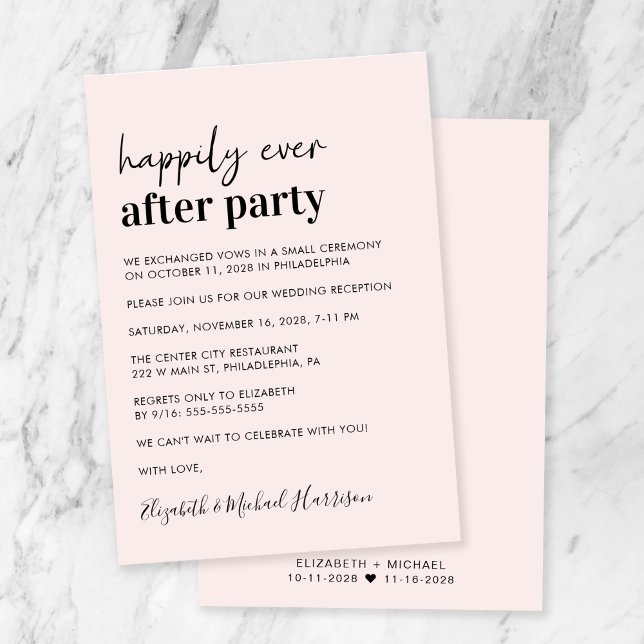 Minimal Modern Pink Wedding Reception Invitation (Creator Uploaded)