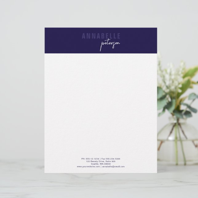 Minimal Modern Professional Blue Simple Custom Letterhead (Standing Front)