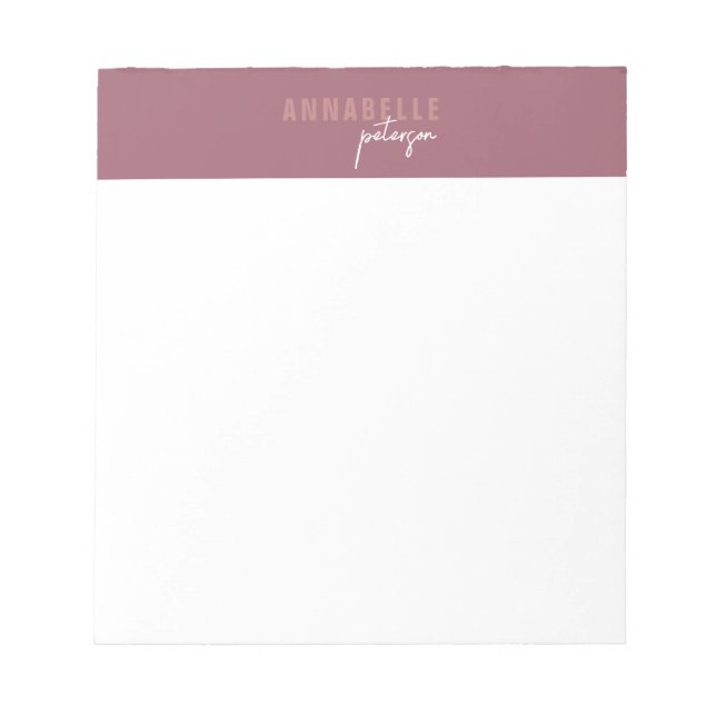 Minimal Modern Professional Dusty Rose Simple Notepad (Front)