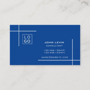 Minimal Modern Professional Logo Custom Blue Business Card