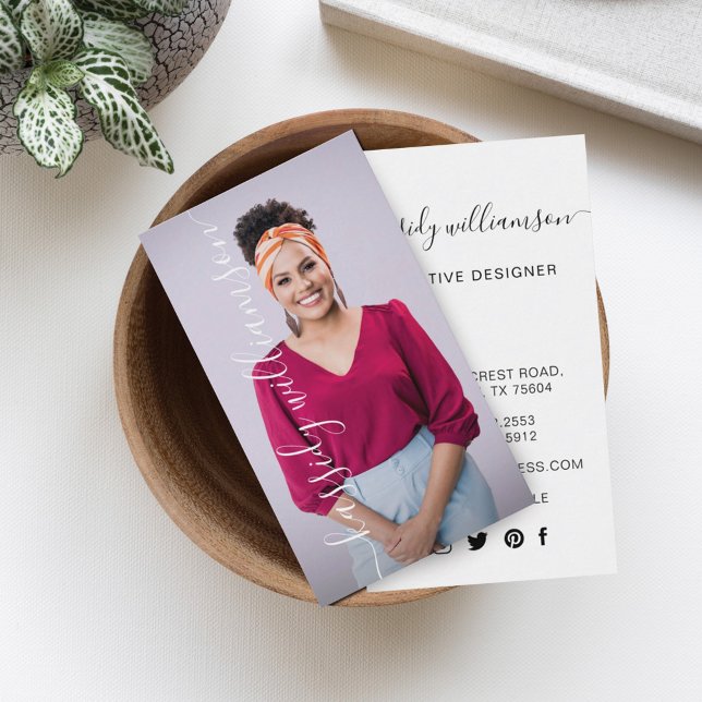Minimal Modern Professional Photo Elegant Script Business Card (Creator Uploaded)