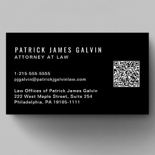 Minimal Modern Professional QR Code Black Business Card
