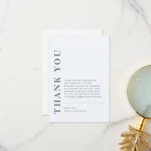 Minimal Modern QR Code Blue & White Wedding Thank You Card