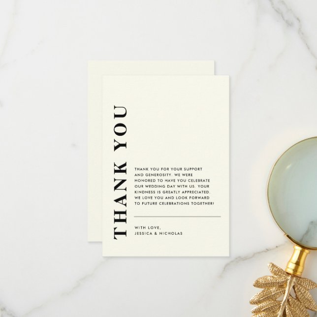 Minimal Modern QR Code Elegant Wedding Thank You Card (Front/Back In Situ)