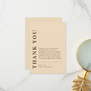 Minimal Modern QR Code Light Beige Wedding Thank You Card