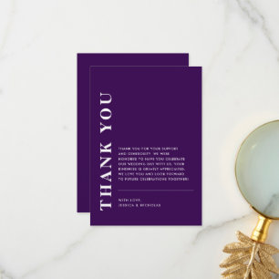 Minimal Modern QR Code Purple Wedding Thank You Card