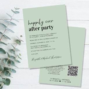 Minimal Modern QR Code Sage Wedding Reception Invitation