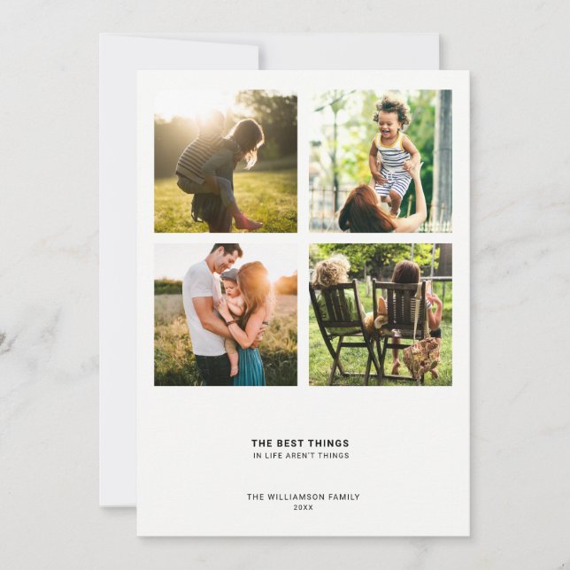 Minimal Modern Quote | Photo Collage Holiday Card (Front)