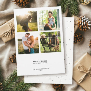 Minimal Modern Quote   Photo Collage Holiday Card