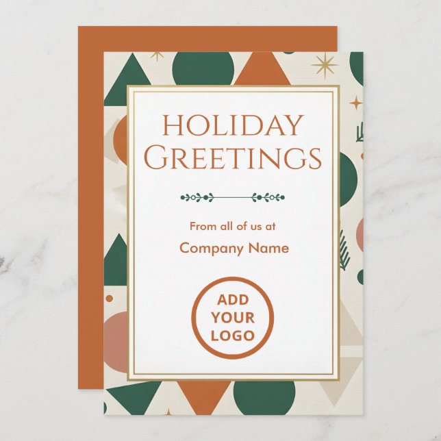 Minimal Modern-Retro | Logo-Ready Bulk Edition Holiday Card (Front/Back)