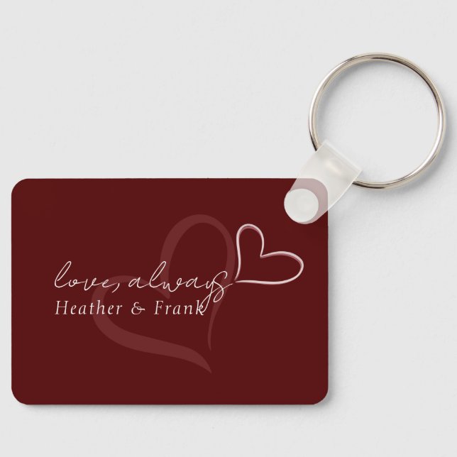 Minimal Modern Romantic Chic Love Always Valentine Key Ring (Front)