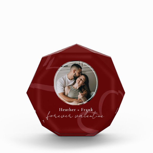 Minimal Modern Romantic Red Forever Valentines Photo Block (Front)