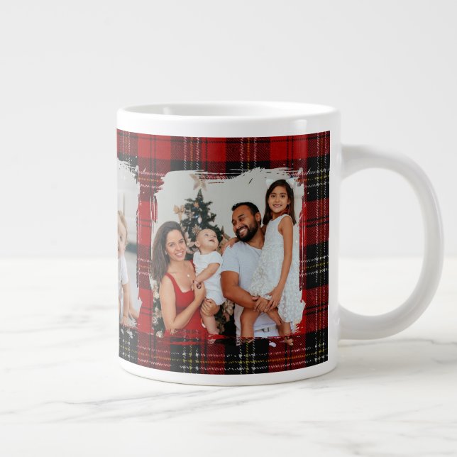 Minimal Modern Rustic Family Photo Christmas  Large Coffee Mug (Right)