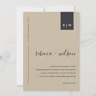 MINIMAL MODERN RUSTIC KRAFT TYPOGRAPHY WEDDING INVITATION