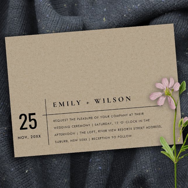 MINIMAL MODERN RUSTIC KRAFT TYPOGRAPHY WEDDING INVITATION (Creator Uploaded)