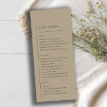 MINIMAL MODERN RUSTIC KRAFT TYPOGRAPHY WEDDING MENU<br><div class="desc">A perfect wedding collection for those looking for a tastefully done; modern, Scandinavian bold minimal theme. Personalise it with your name, your wedding date, and be sure to include a special message. Lots of designs to choose from and lots of items to coordinate with. Available in 4 background colours- black,...</div>