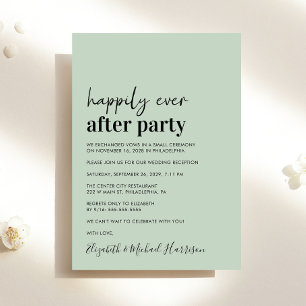 Minimal Modern Sage Green Wedding Reception Announcement