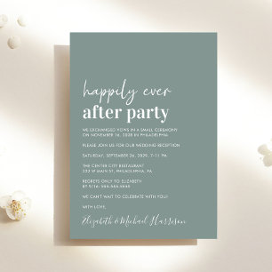 Minimal Modern Sage Green Wedding Reception Invitation