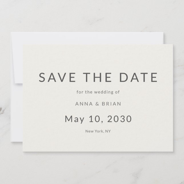 Minimal Modern Save the Date with Monogram (Front)