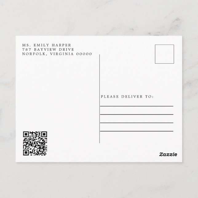 Minimal Modern Script Bridal Shower Invitation Postcard (Back)