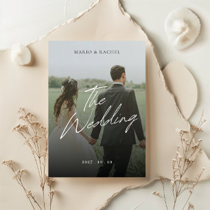 Minimal Modern Script Elegant Wedding Photo  Invitation