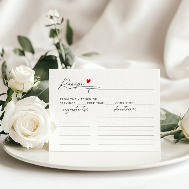 Minimal Modern script heart Bridel Shower Recipe (Creator Uploaded)