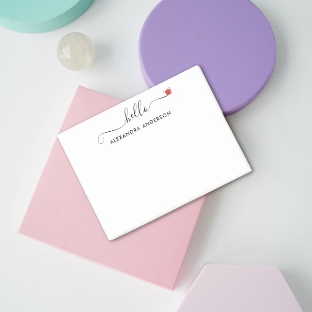 Minimal Modern Script Hello Heart Post-it Notes (Minimal Modern Script Hello Heart Post-it Notes)