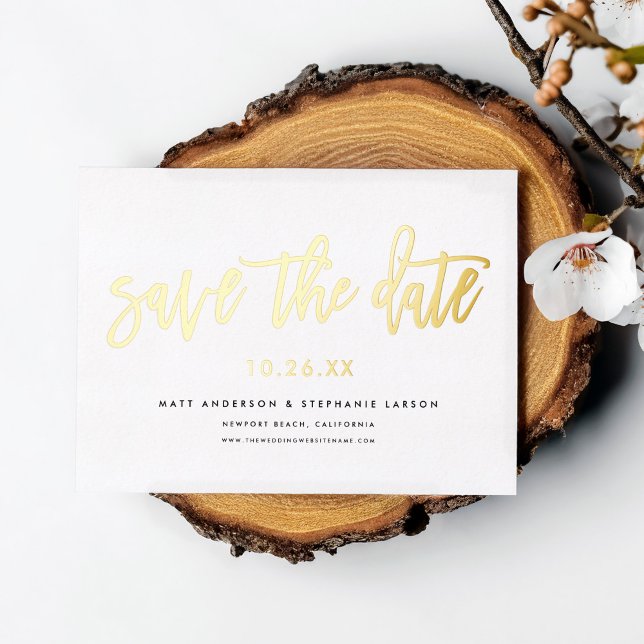 Minimal Modern Script  Save The Date Gold (Creator Uploaded)