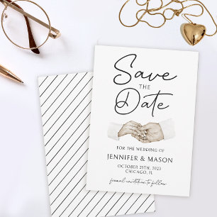 Minimal modern script wedding save the date invitation
