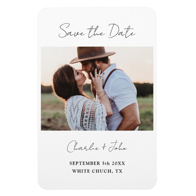 Minimal Modern Script Wedding Save the Date Magnet (Vertical)