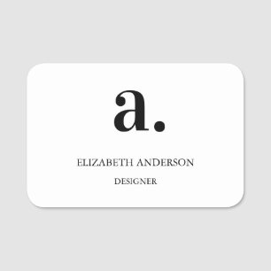 Minimal Modern Simple Clean White Professional Name Tag