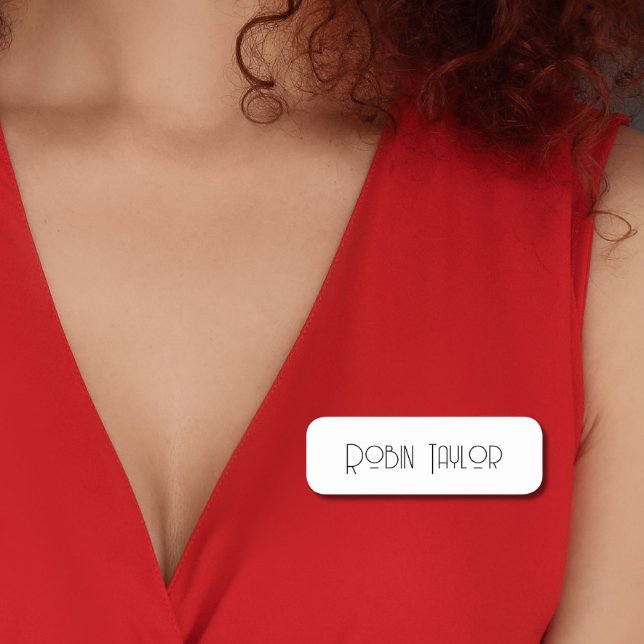 Minimal Modern Simple Clean White Professional Name Tag (Creator Uploaded)