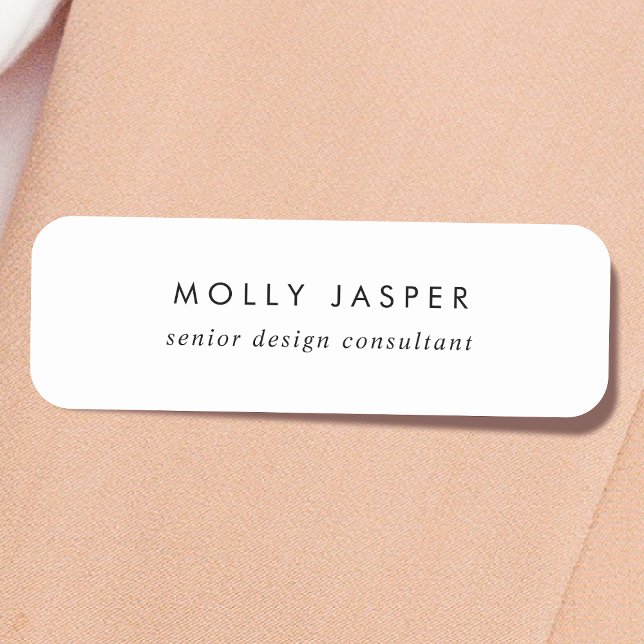 Minimal Modern Simple Clean White Professional Name Tag (Creator Uploaded)