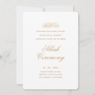 Minimal Modern Simple Gold Script Nikah Ceremony Invitation