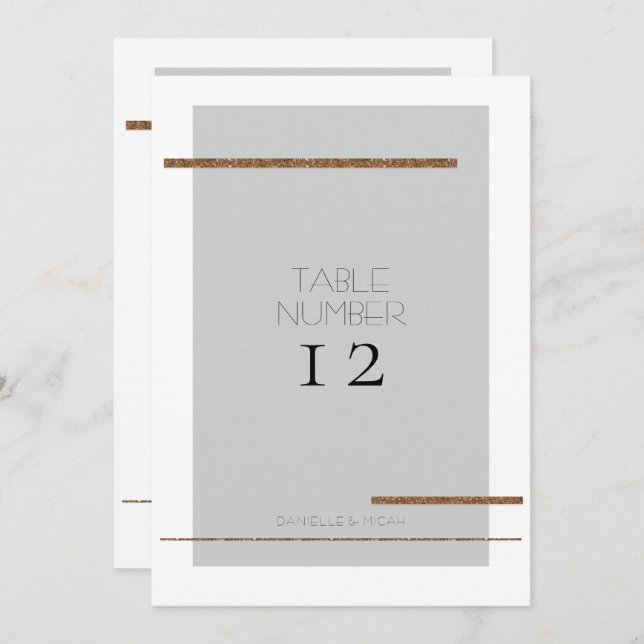 Minimal Modern Simple Grey Gold Table Number (Front/Back)
