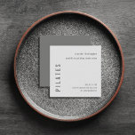 Minimal Modern Simple Grey Pilates Fitness Square Business Card<br><div class="desc">Minimal and simple fully customisable Pilates business card  in shades of grey with minimal typography,  a fully customisable text template. The perfect choice for any professional Pilates studio,  Pilates instructor,  Pilates teacher or any other business.</div>