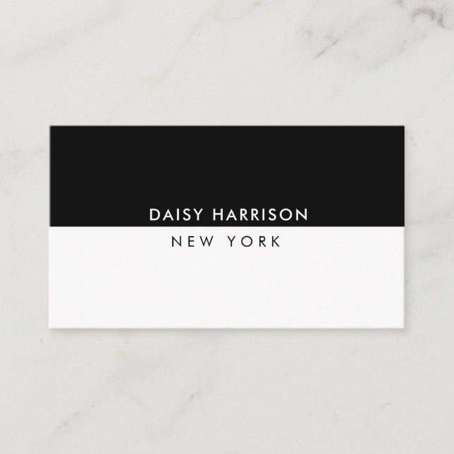 Minimal Modern Simple Luxury White and Black Business Card (Front)