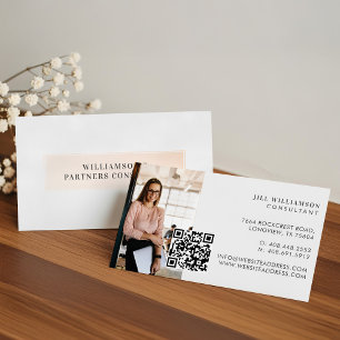 Minimal Modern Simple Professional Photo QR Code Business Card