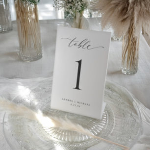 Minimal Modern Simple Wedding Table Numbers 4x6 Pedestal Sign