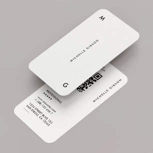 Minimal Modern Simple White Professional QR  Business Card
