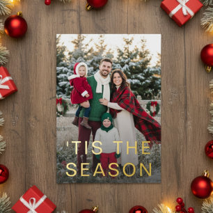 Minimal Modern Snow Photo Holiday Foil