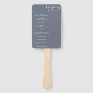 Minimal Modern Soft Grey Blue Lavender Typography  Hand Fan
