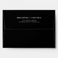 Minimal Modern Solid Black Wedding Return Address