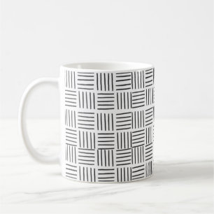Minimal Modern Square Lines Black & White Pattern Coffee Mug